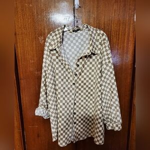 SHEIN Curve Checkered Shacket